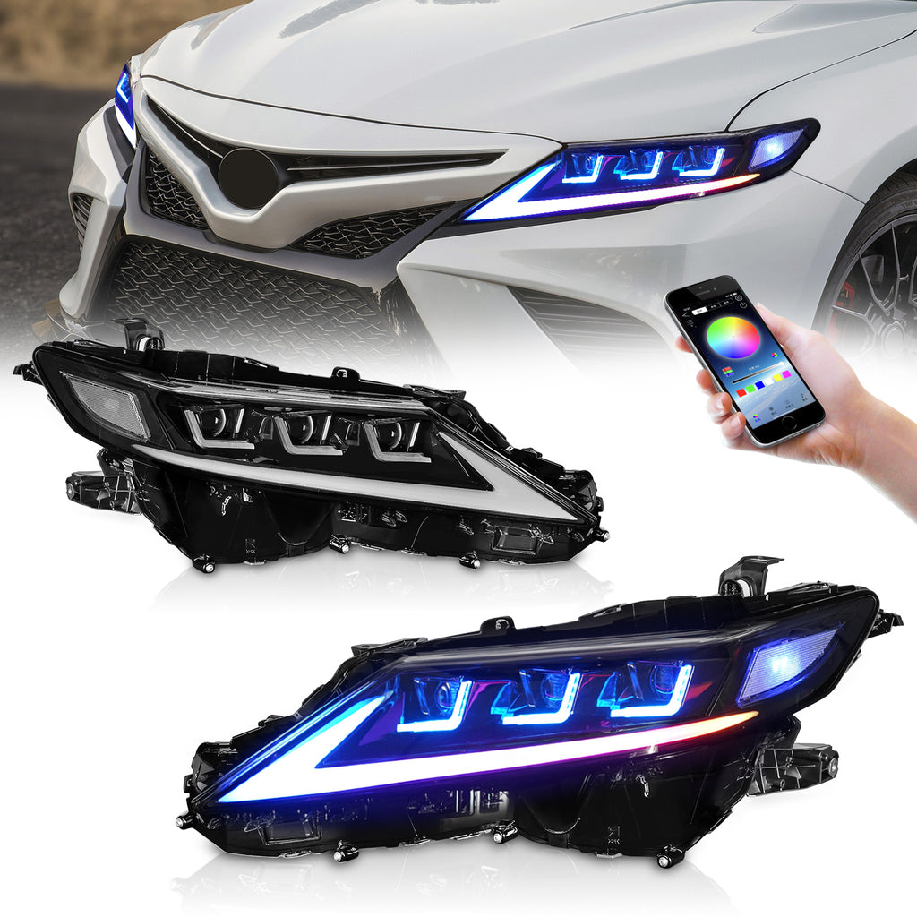 LED Headlights for Toyota Camry (2018–2023, 8th Gen) – Start-Up Animation & Projector Lens