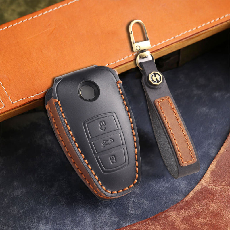 Genuine Leather Key Fob Cover for All 3-Button Volkswagen Key Fobs