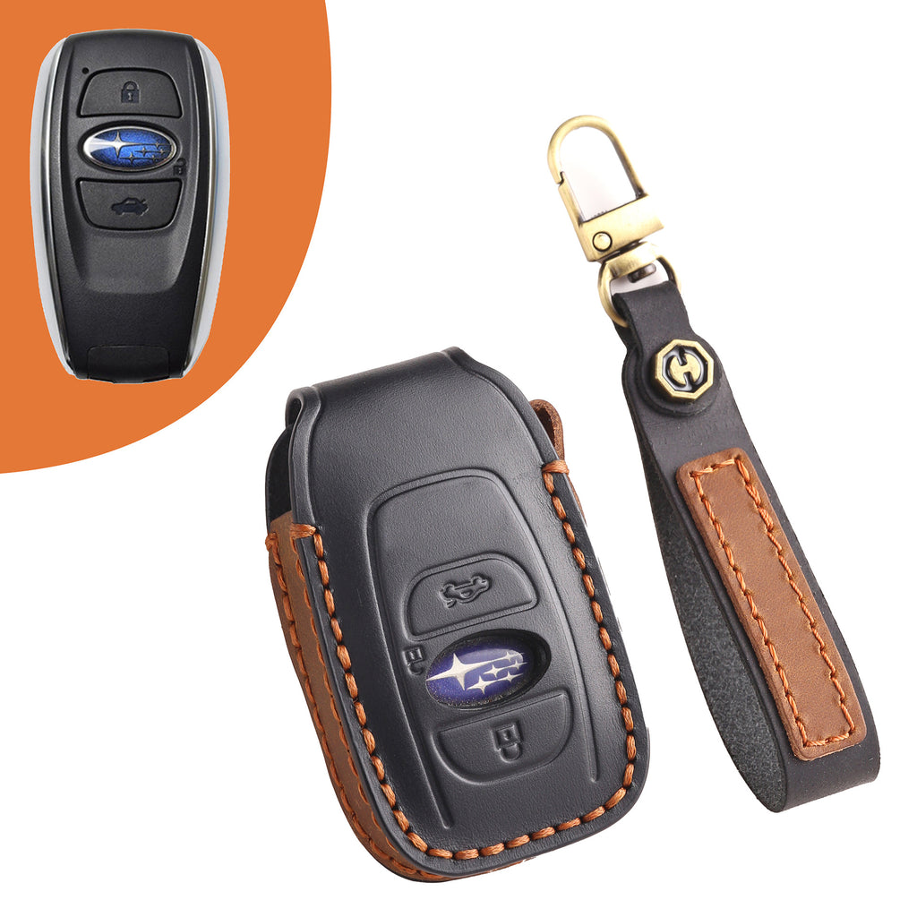 Leather Smart Car Key Cover Case for Subaru Outback, Forester, Impreza, Legacy, and XV