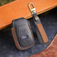 Load image into Gallery viewer, Genuine Leather Key Fob Cover for Subaru Outback, Forester, Impreza, Legacy, and XV (3, 4-Button)