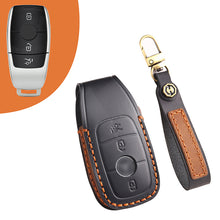 Load image into Gallery viewer, Genuine Leather Key Fob Cover for Mercedes-Benz C-Class, G-Class, E-Class, GLK, R350, GL, and GLC Models