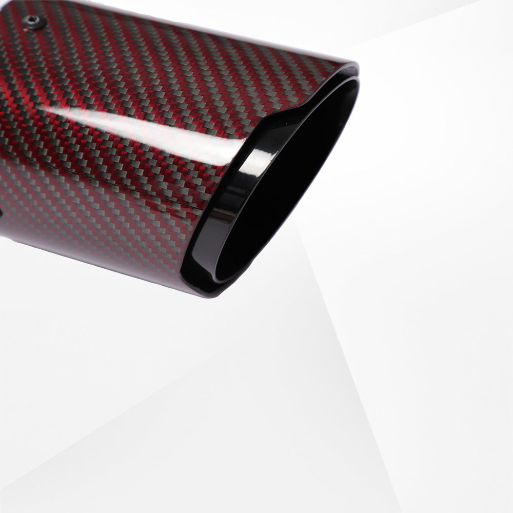 4" Red Carbon Fiber Exhaust Tip – Universal Fit, 3.5″–4.5″ Size Options | Modified Car Upgrade