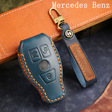 Load image into Gallery viewer, Genuine Leather Key Fob Cover for Mercedes-Benz C-Class, G-Class, E-Class, GLK, R350, GL, and GLC Models