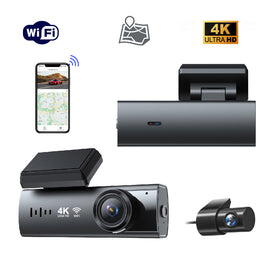 4K Dash Cam Front and Rear with WiFi & GPS, Mini Hidden Car Camera Recorder