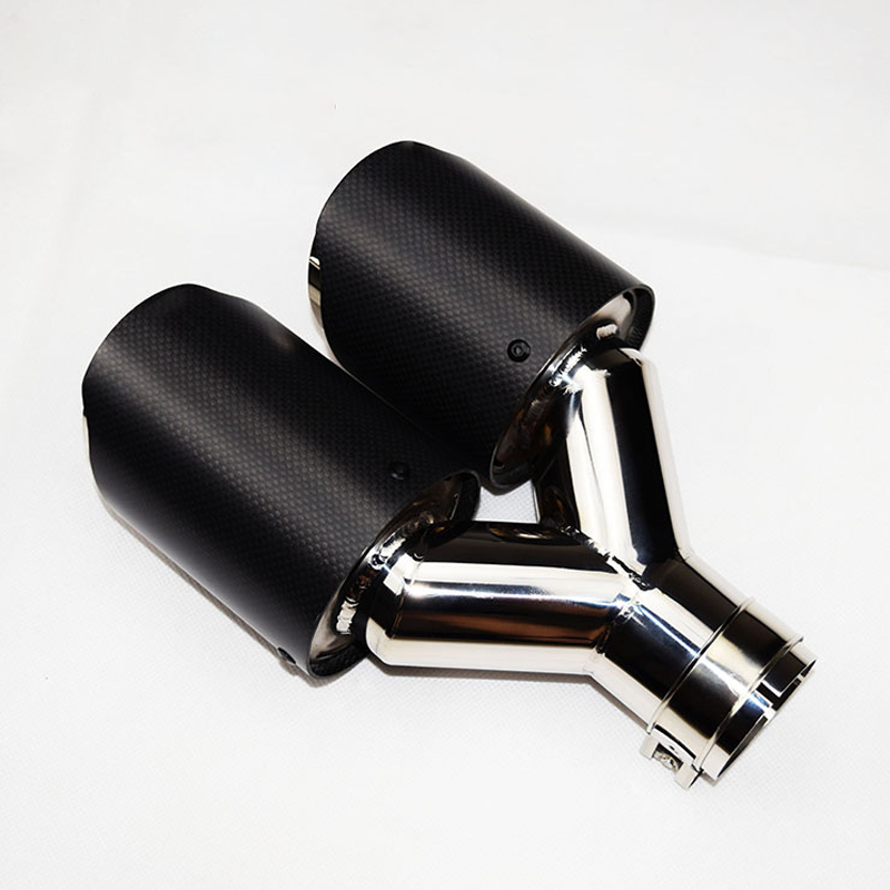 2.1-2.6-inch Carbon Fiber Tailpipe Double Stainless Steel Tailpipe Universal Bolts