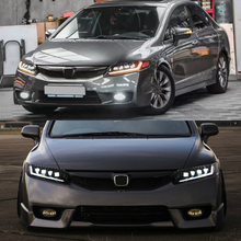 Load image into Gallery viewer, Full LED Headlights for Honda Civic 8th Gen (2006–2011) – 4-Door Sedan Assembly with DRL &amp; Projector Lens