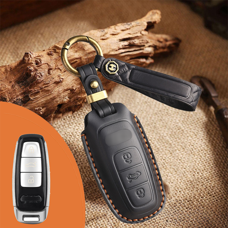 Genuine Leather Key Fob Cover for Audi