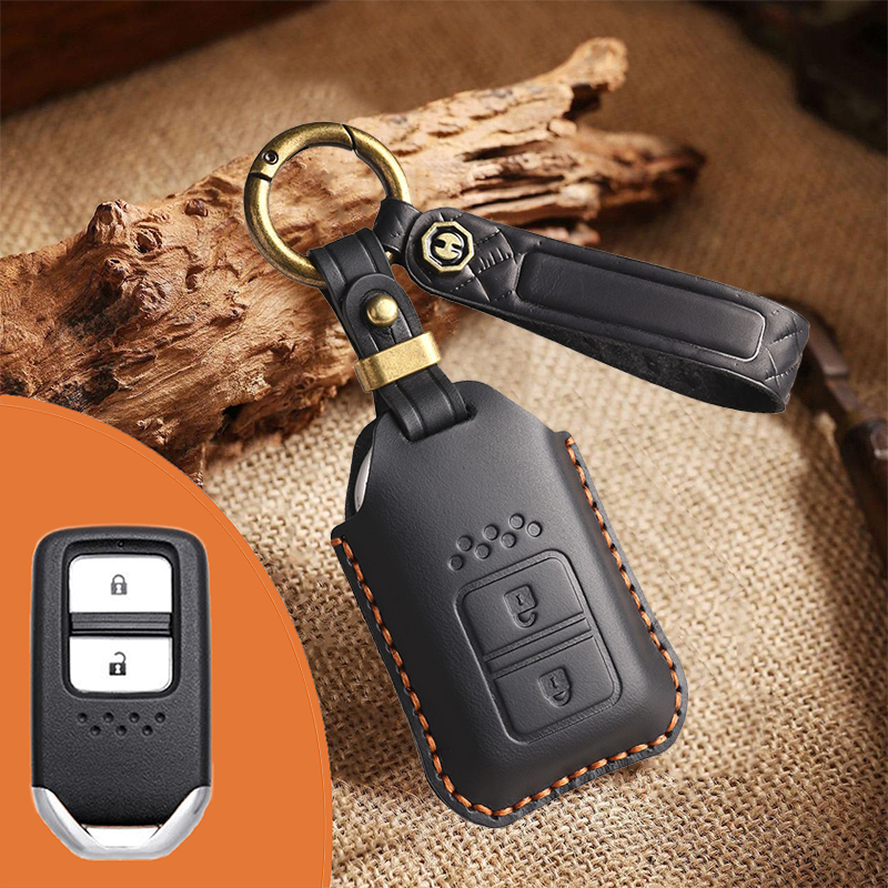 Genuine Leather Key Fob Cover for Honda