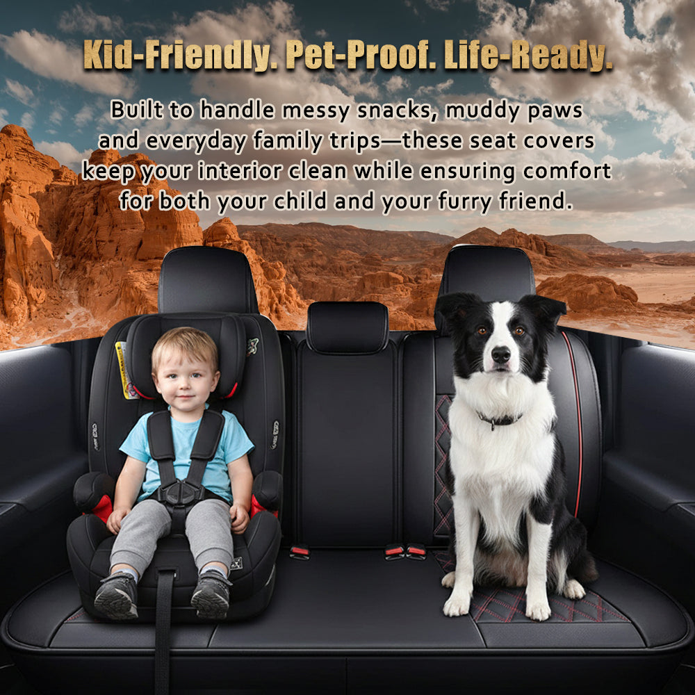 Custom Leather Car Seat Cover Full Set Fit For Ford F150 (2009-2025), F250, F350, F450(2017-2025)