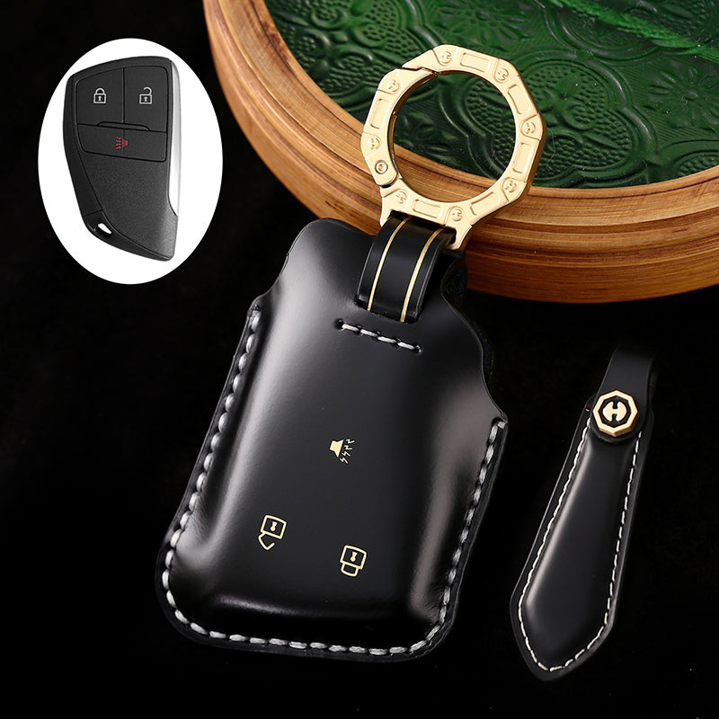 Genuine Cowhide Leather Key Fob Cover for Buick, Car Key Shell Case, Keychain Protector, Fits 3-7 Button Buick Key Fobs