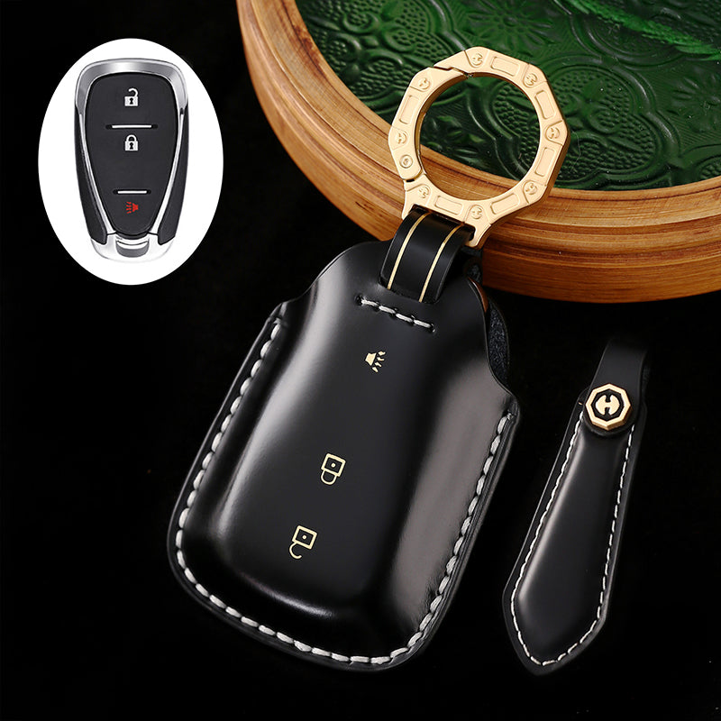 High-End Leather Key Cover Compatible with Chevrolet Malibu, Trailblazer, and Cruze