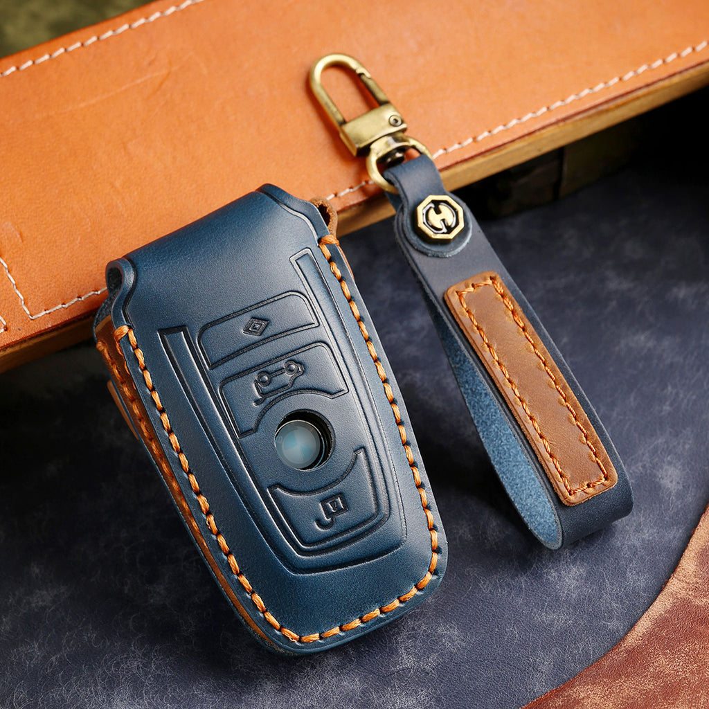 Leather Smart Car Key Protective Cover for BMW 3 5 7 Series x1 x2 x3 x4 x5 x6 x7 and Other Models