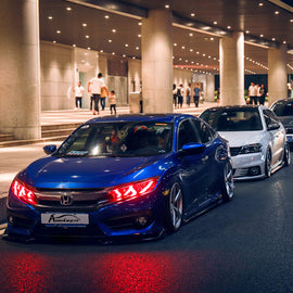 Demon Eye LED Headlights for 2016-2021 Honda Civic 10th Gen Projector Front Lamp Assembly (Pair)