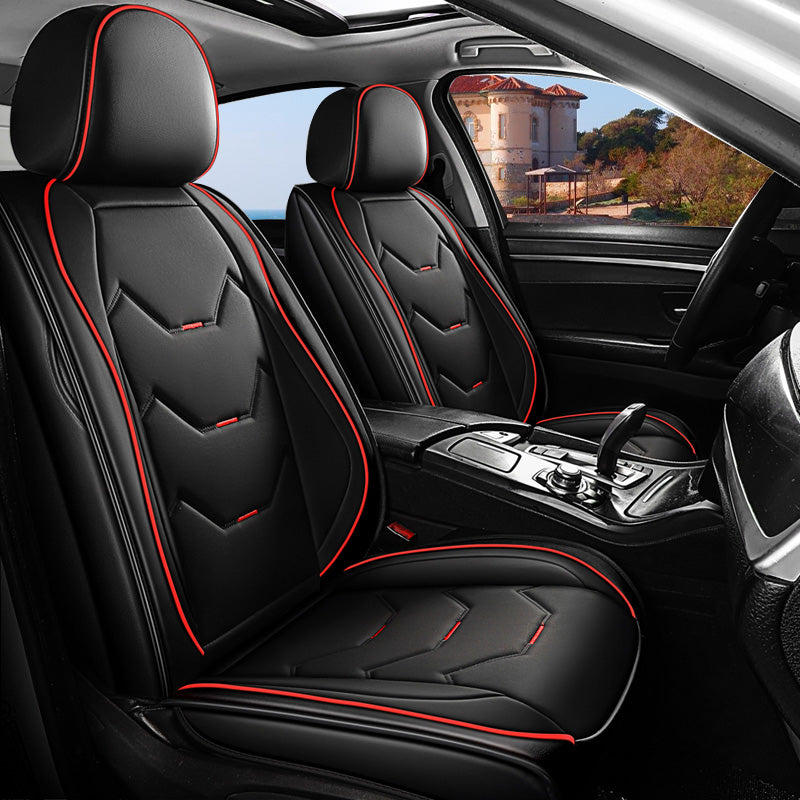 Full Set Car Seat Covers, Universal Leather Waterproof 5-Seat Protector – Front & Back Coverage for Most Sedans, SUVs & Trucks