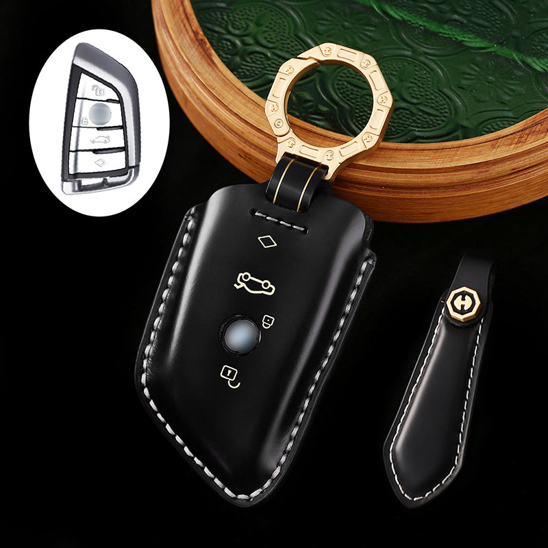 High-Quality Leather Car Key Cover, Suitable for BMW 5 Series, 7 Series, and Other Models