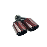 Red Carbon Fiber Glossy Y-Shaped Muffler Tips - 2.6″ IN/3.98″ OUT - Universal Fit