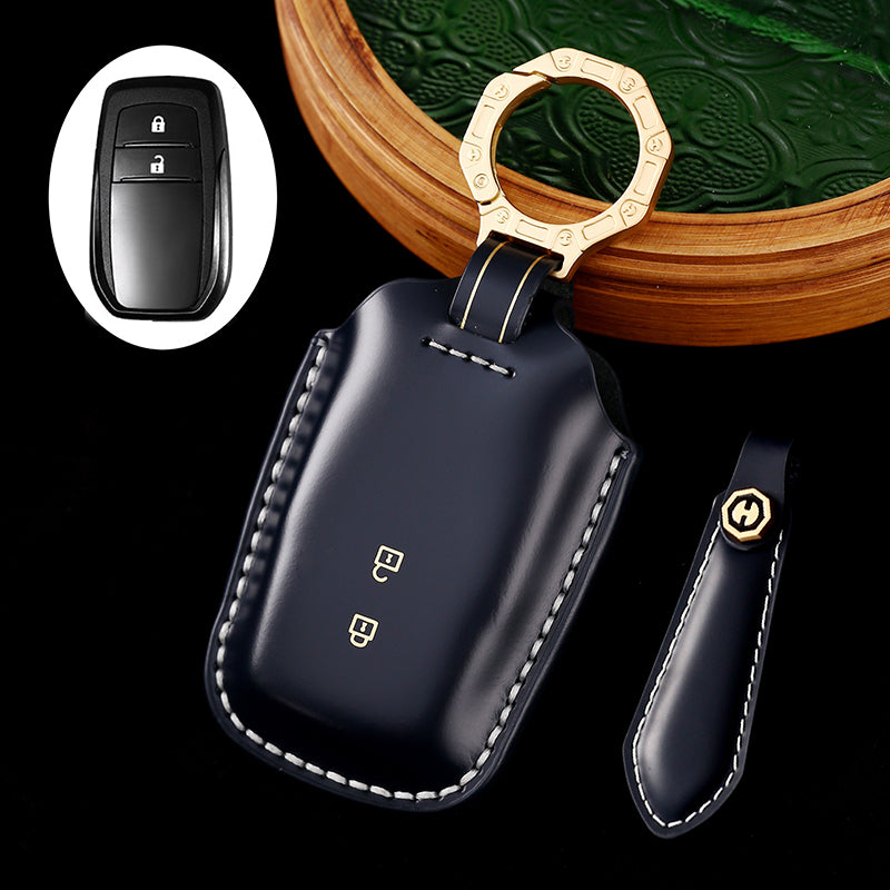 High-End Leather Key Cover with Gift Box, Suitable for Toyota Highlander, Alphard, Previa, and Vellfire