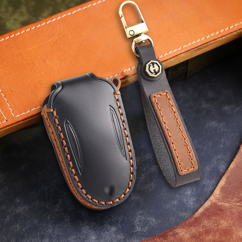 Genuine Leather Key Fob Cover for Tesla Model 3/Y/S/X