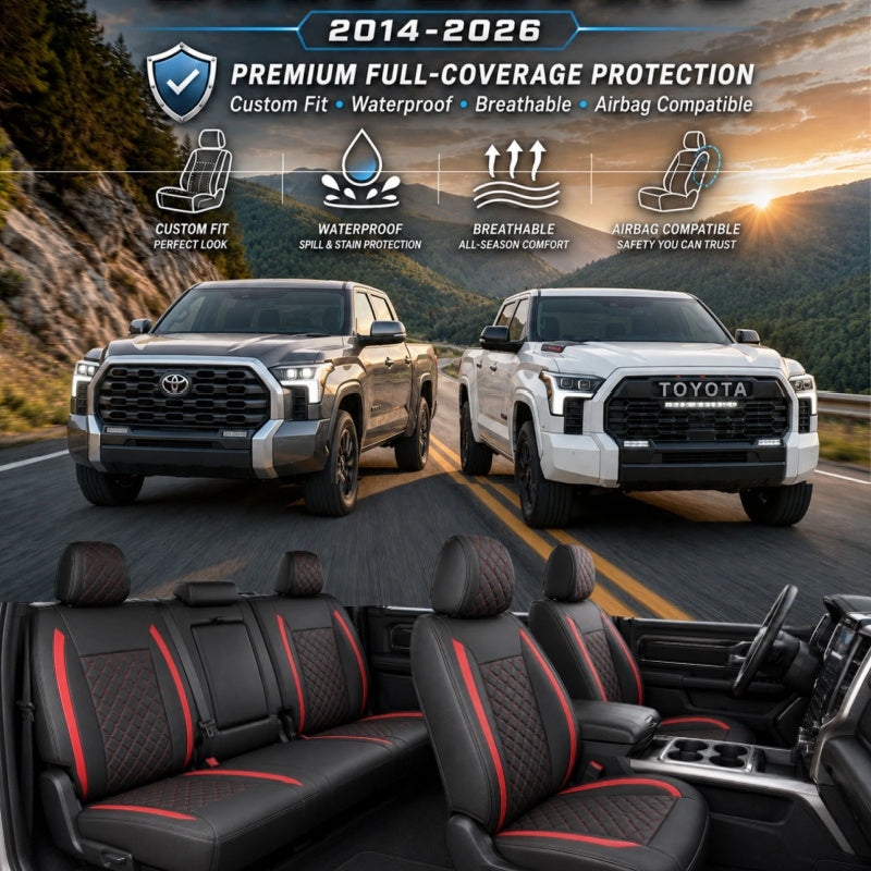 Custom For Toyota Tundra (2008-2026) Leather Car Seat Covers Full Set