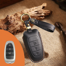 Load image into Gallery viewer, Genuine Leather Key Fob Cover for Hyundai 3-7 Button