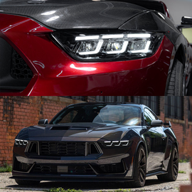 For 2015–2017 Ford Mustang LED Headlights – S650 Style Triple Beam Projector Lamps with DRL