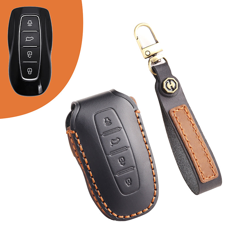 Genuine Leather Key Fob Cover for Ford Series (3-5 Buttons)