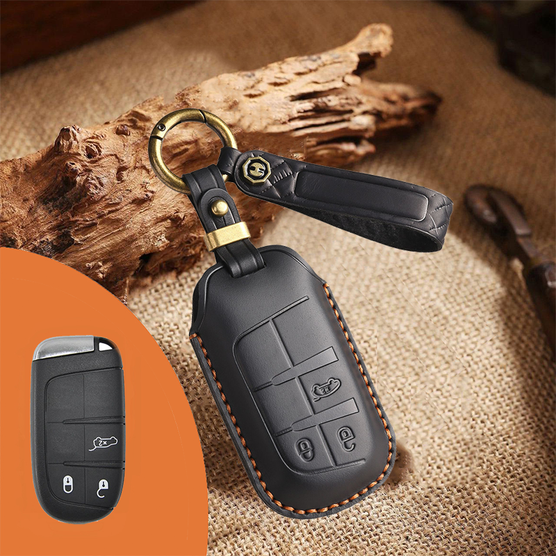 Genuine Leather Key Fob Cover for Jeep