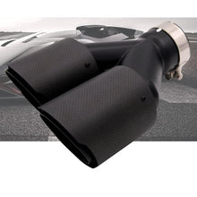 Load image into Gallery viewer, Car exhaust tip carbon fiber double row y-shaped exhaust tip black, inlet 63mm outlet 89mm