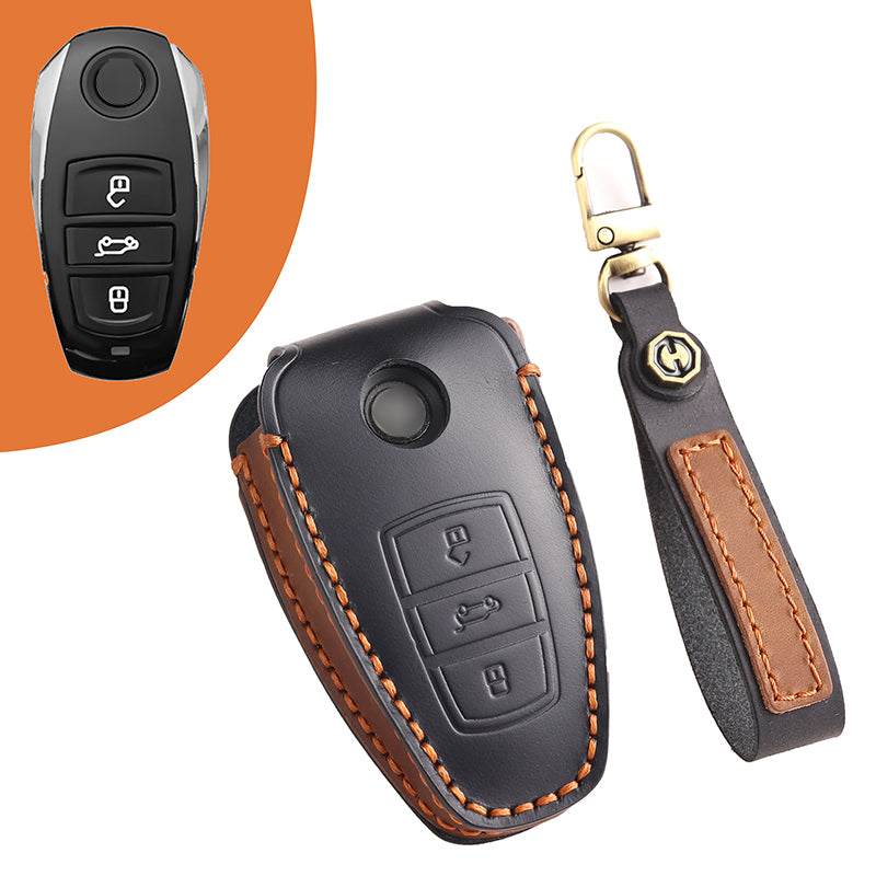 Genuine Leather Key Fob Cover for All 3-Button Volkswagen Key Fobs