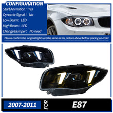 Load image into Gallery viewer, BMW 1 Series E87 2004–2011 Snake Eyes Style LED Lens Headlights