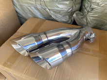 Load image into Gallery viewer, Dual Slant-Cut Stainless Steel Exhaust Tip – 3&quot; Inlet, 8.27&quot; Outlet, 16&quot; Long Universal Bolt-On Exhaust Pipe
