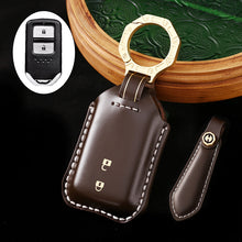 Load image into Gallery viewer, High-End Leather Car Key Cover Compatible with Honda Accord, Civic, CR-V, HR-V, Odyssey, etc. (2, 3, 4, 5, or 6-Button Smart Key Cover)