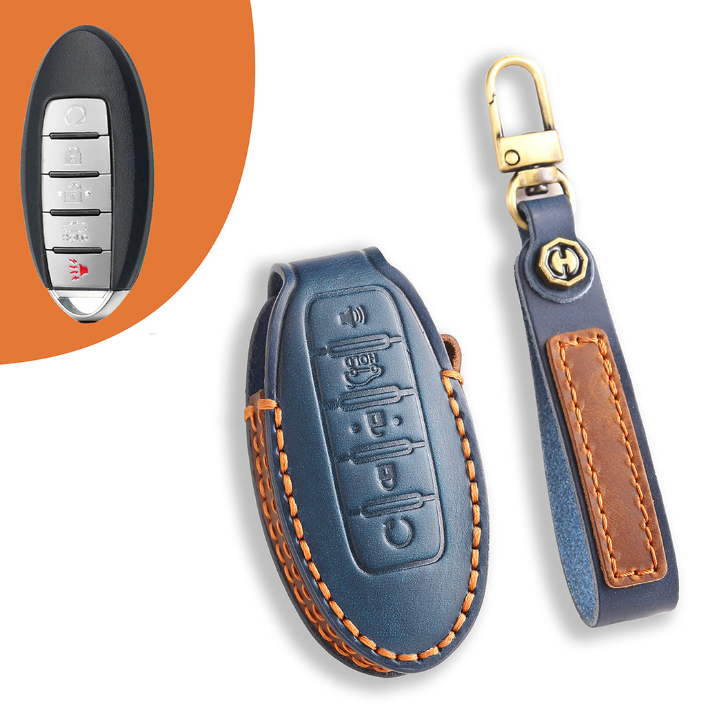 Leather Smart Car Key Cover Case for Nissan X-Trail, Qashqai, Tiida, Altima, and Sylphy