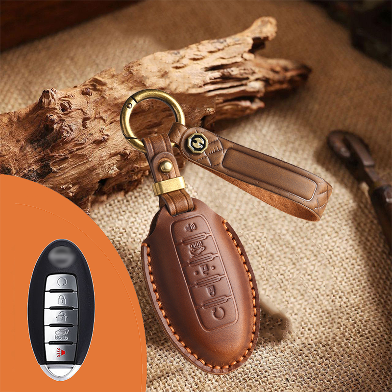 Genuine Leather Key Fob Cover for Nissan (3-5 Button)