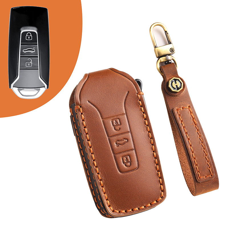 Genuine Leather Key Fob Cover for All 3-Button Volkswagen Key Fobs