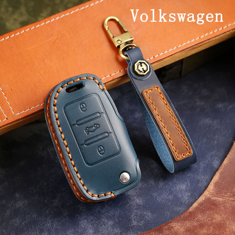 Genuine Leather Key Fob Cover for All 3-Button Volkswagen Key Fobs