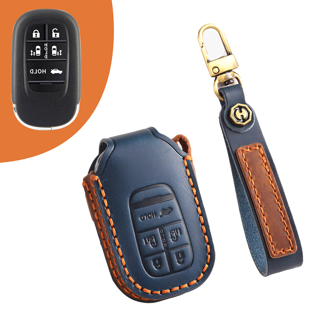 Leather Car Key Covers for Honda Models Accord Civic CR-V HR-V Pilot