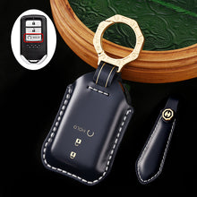 Load image into Gallery viewer, High-End Leather Car Key Cover Compatible with Honda Accord, Civic, CR-V, HR-V, Odyssey, etc. (2, 3, 4, 5, or 6-Button Smart Key Cover)