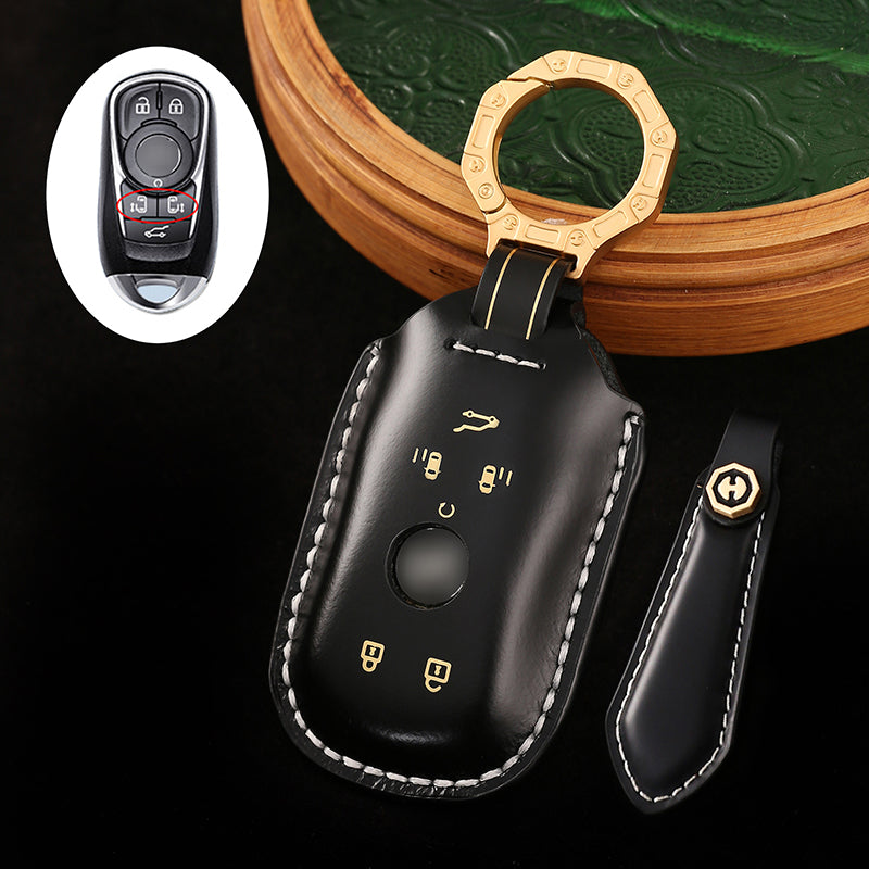 Genuine Cowhide Leather Key Fob Cover for Buick, Car Key Shell Case, Keychain Protector, Fits 3-7 Button Buick Key Fobs