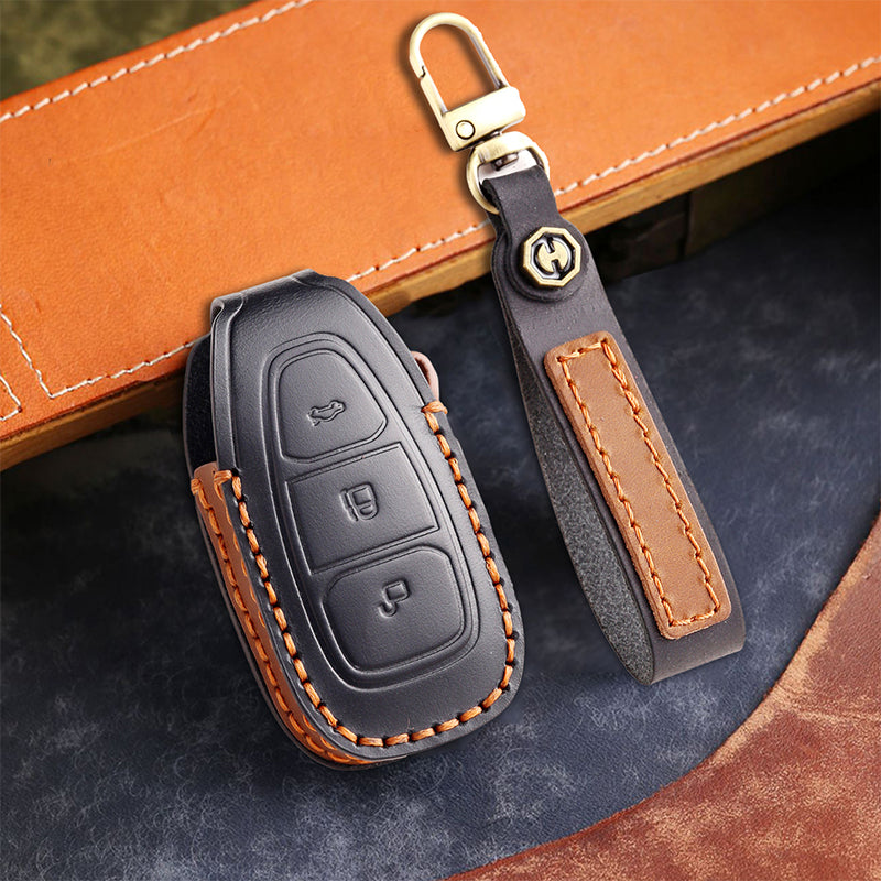 Genuine Leather Key Fob Cover for Ford Series (3-5 Buttons)