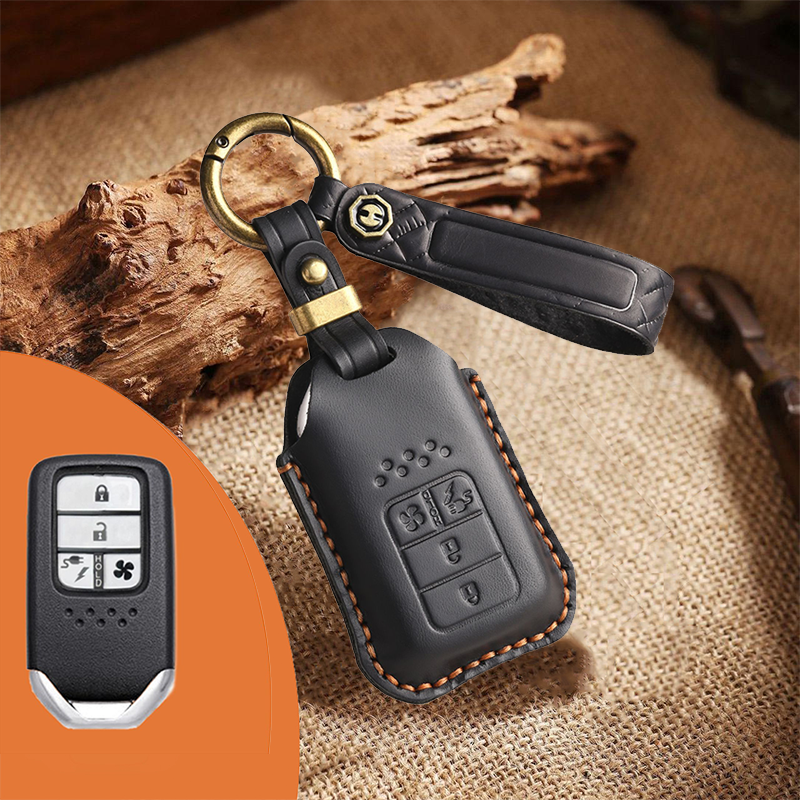 Genuine Leather Key Fob Cover for Honda