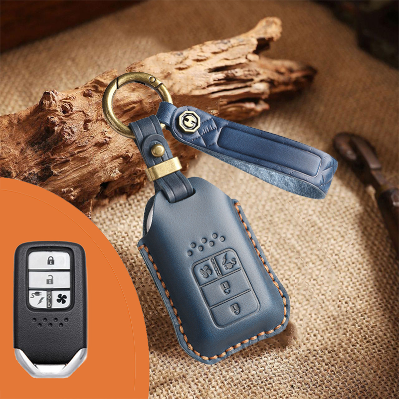 Genuine Leather Key Fob Cover for Honda