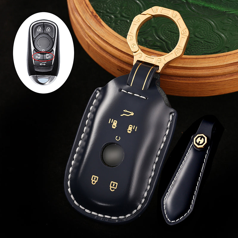 Genuine Cowhide Leather Key Fob Cover for Buick, Car Key Shell Case, Keychain Protector, Fits 3-7 Button Buick Key Fobs