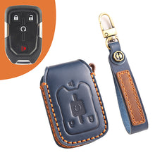 Load image into Gallery viewer, Genuine Leather Key Fob Cover for Chevrolet Colorado, Silverado &amp; GMC Pickup (3-6 Buttons)