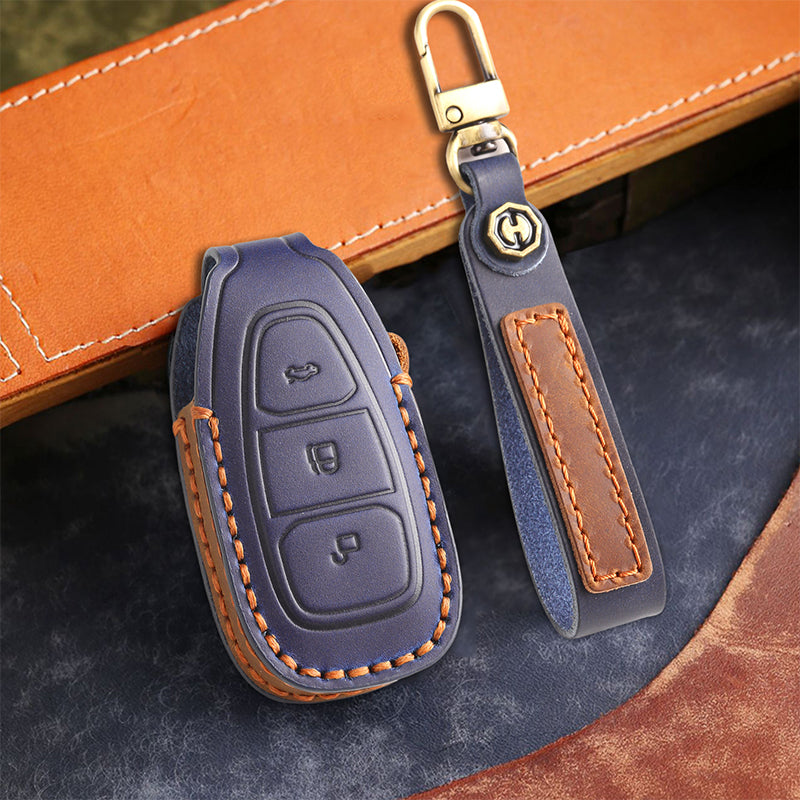 Genuine Leather Key Fob Cover for Ford Series (3-5 Buttons)