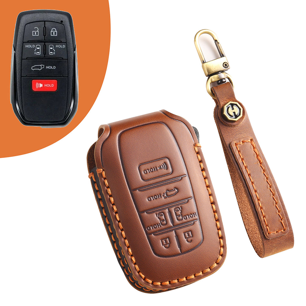 Leather Smart Car Key Cover Case for Toyota Camry, Rav4, Highlander high-end