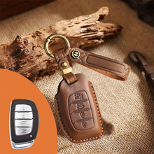 Load image into Gallery viewer, Genuine Leather Key Fob Cover for Hyundai 3-7 Button