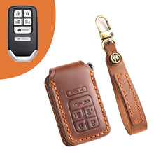 Load image into Gallery viewer, Genuine Leather Key Fob Cover for Honda Accord, Civic, CR-V, HR-V, and Pilot Models