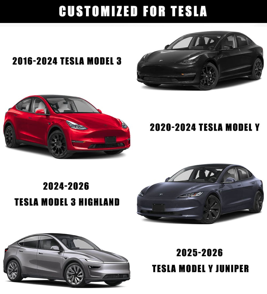 Tesla Model 3/Y/Highland/Juniper All-Weather Leather Floor Mats Interior Liners