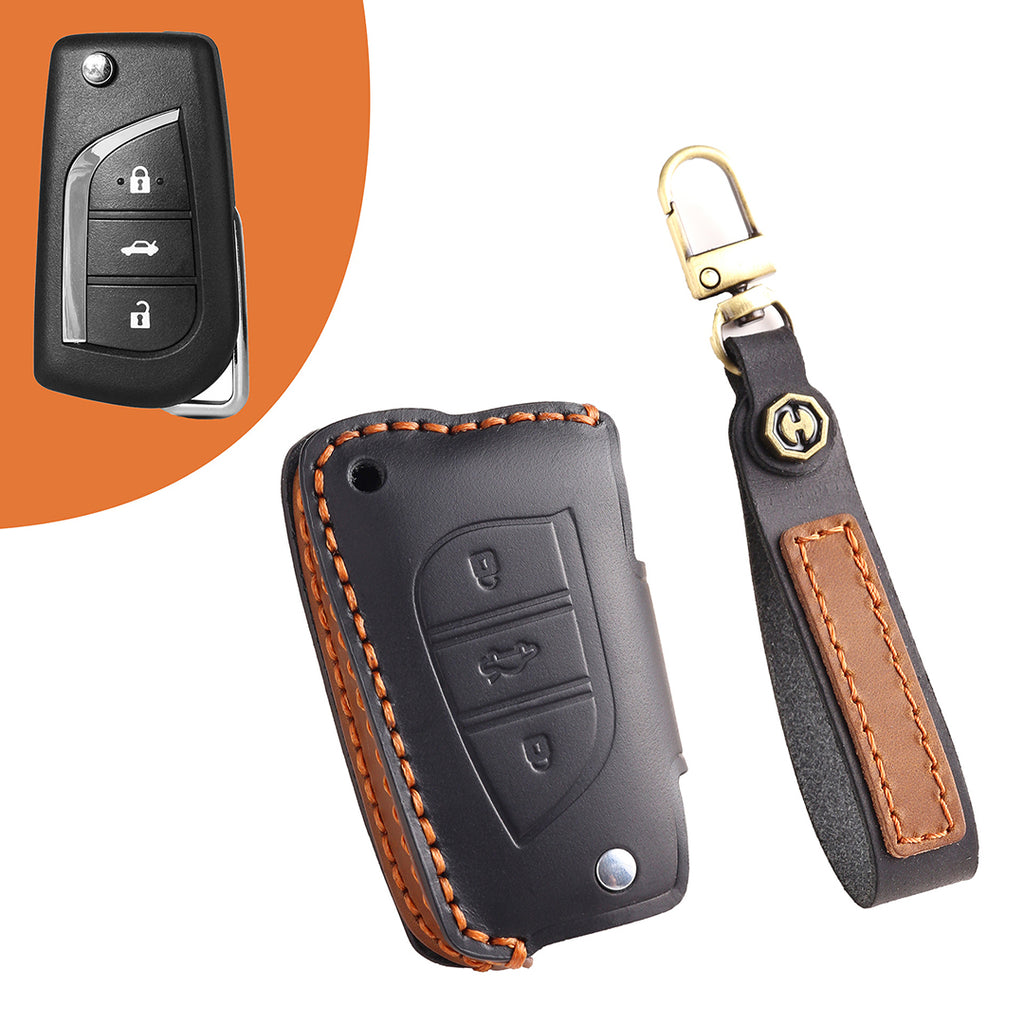 Leather Smart Car Key Cover Case for Toyota Camry, Rav4, Highlander high-end